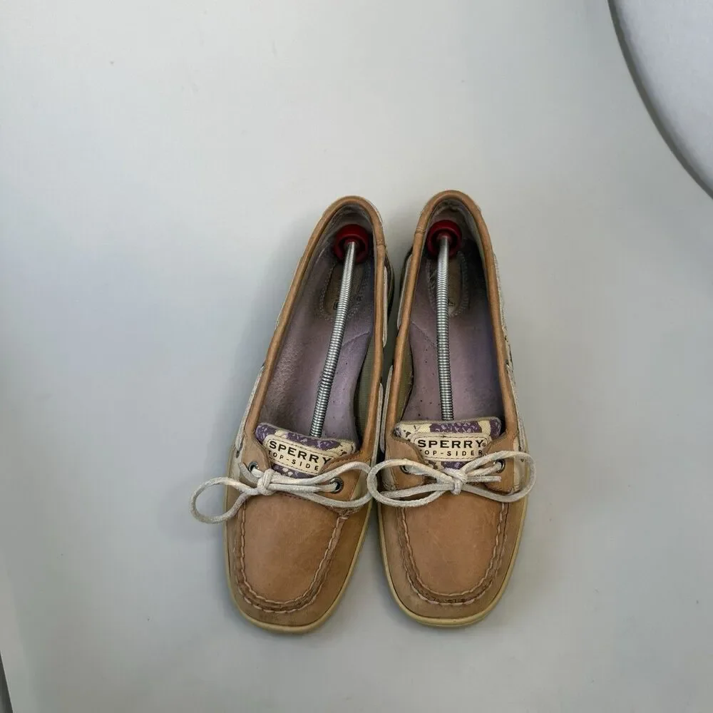 Sperry Boat Shoe Women's Size 10 Brown Purple Leather Casual Comfort Shoes EUC